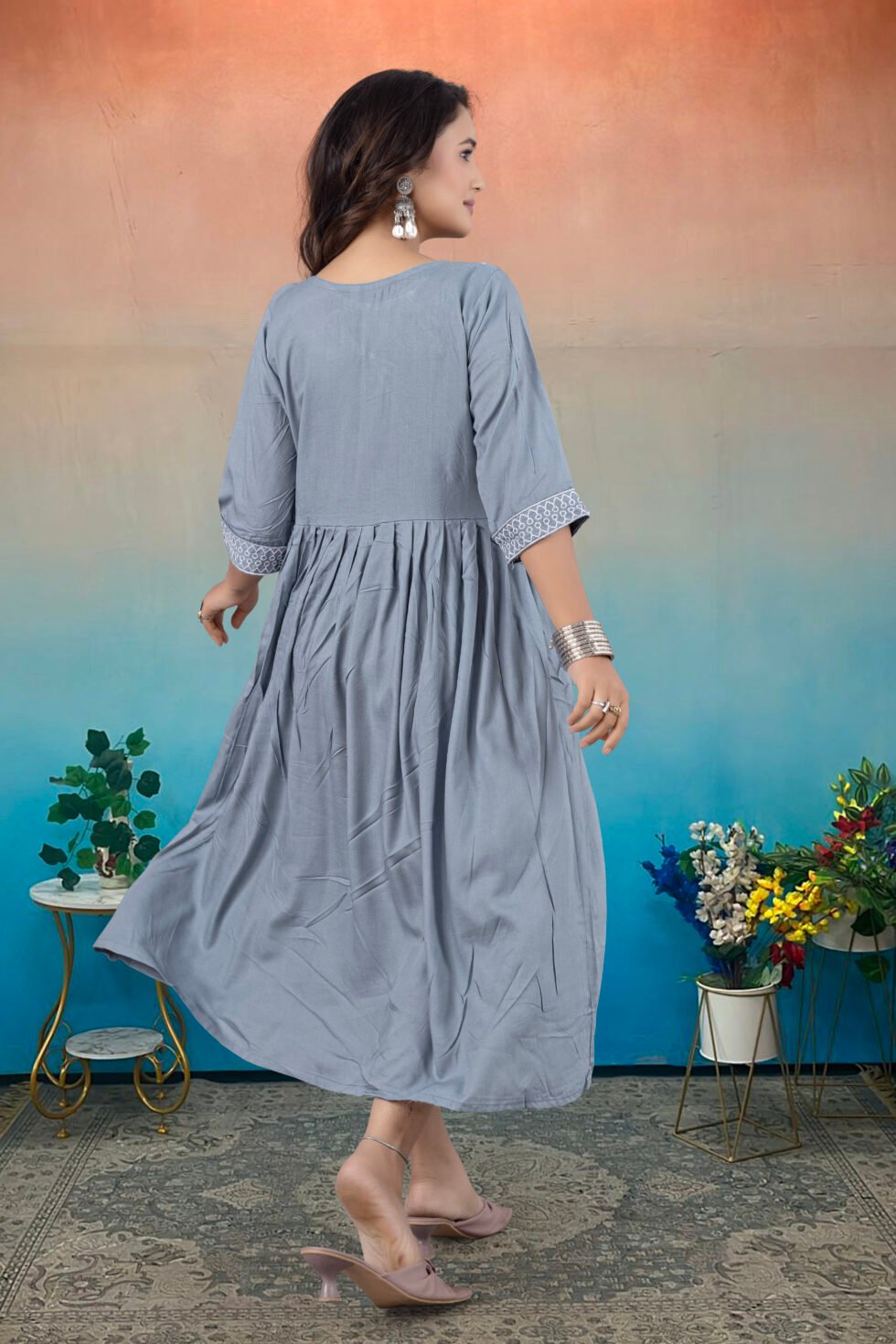 Feeding Maternity Kurti Both Side Zip Anarkali Kurta & Kurtis Zipper dress Beautiful Embroidery